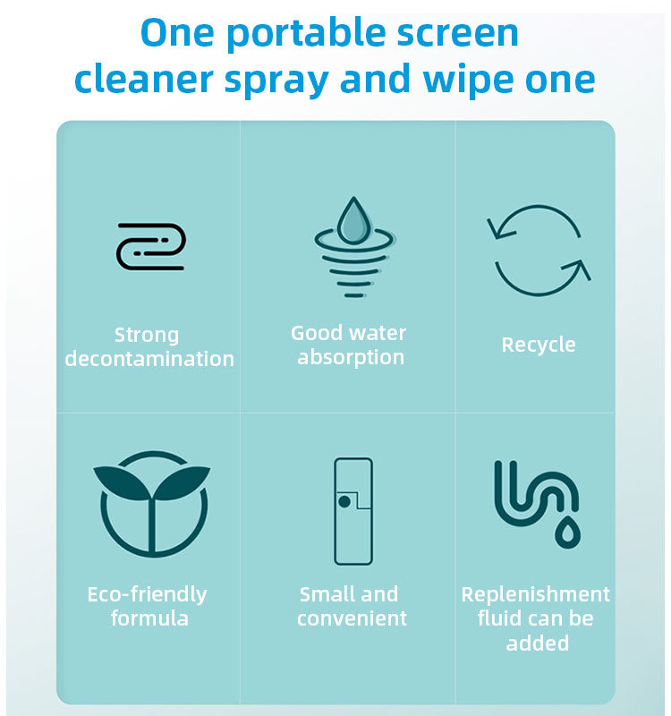 Touchscreen Mist Cleaner, Screen Cleaner, for All Phones, Laptop and Tablet Screens,Two in One Spray and Microfiber Cloth (