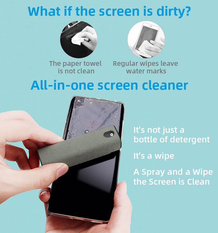 Touchscreen Mist Cleaner, Screen Cleaner, for All Phones, Laptop and Tablet Screens,Two in One Spray and Microfiber Cloth (