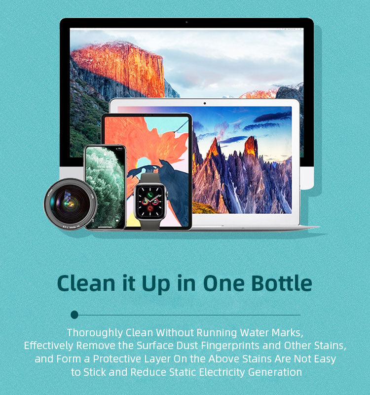 Touchscreen Mist Cleaner, Screen Cleaner, for All Phones, Laptop and Tablet Screens,Two in One Spray and Microfiber Cloth (