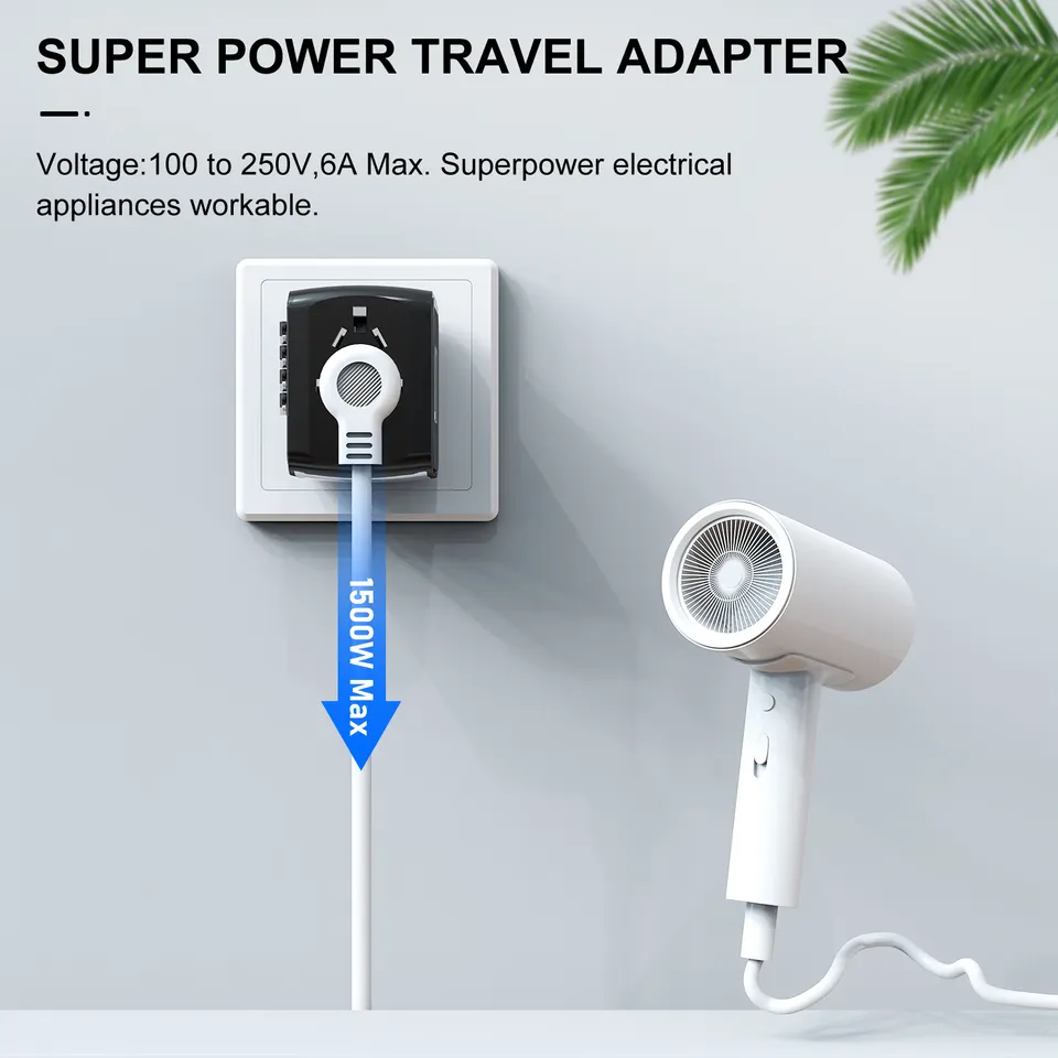 Travel Adapter,Universal Travel Adapter - 3 USB + 1 Type C in One Travel Charger with UK/US/AUS/EU Plugs and Socket, International Power Adapter Wall Charger (Type-c Black)