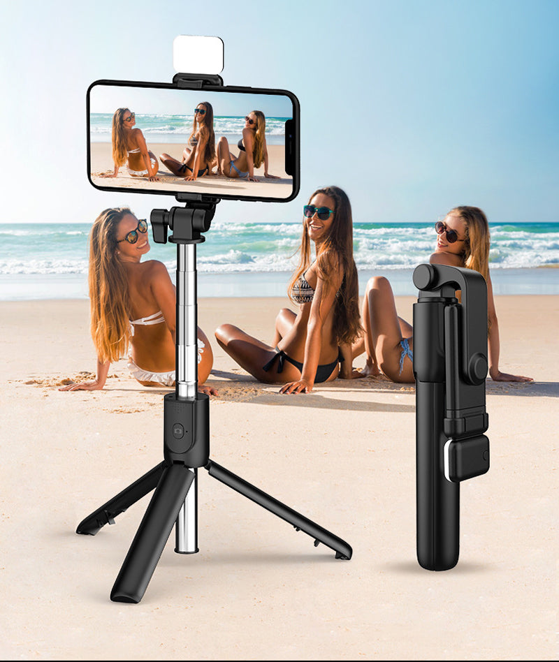 Selfie Stick With Light, 90cm Phone Stick, Phone stick for Tiktok Vlog Youtuber Live Video Record, Removeable Clip can be used as Phone Stand