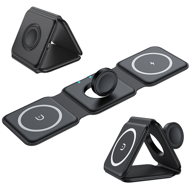 3 in 1 Wireless Charging Station, Foldable Wireless Charger Magnetic Fast Wireless Charging Pad