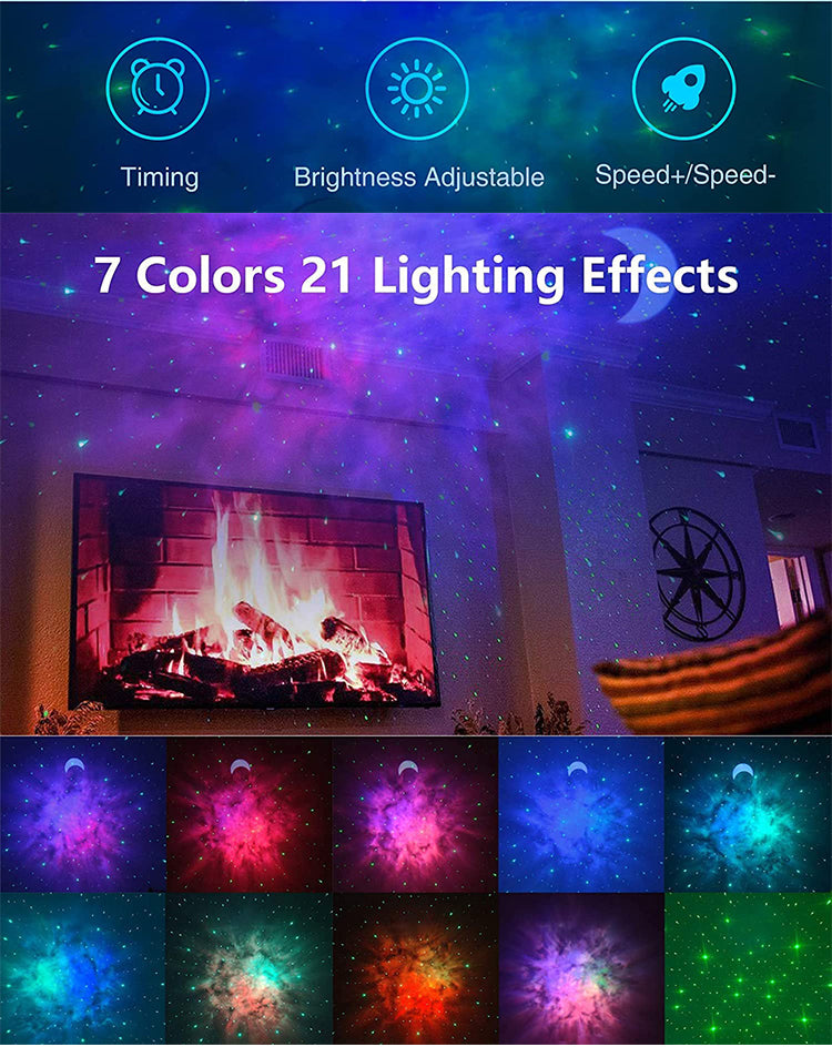 Moon Star Projector Night Light Bluetooth Music Speaker, Moon Nebula Light Projector with Remote Control, Galaxy Projector for Bedroom Ceiling