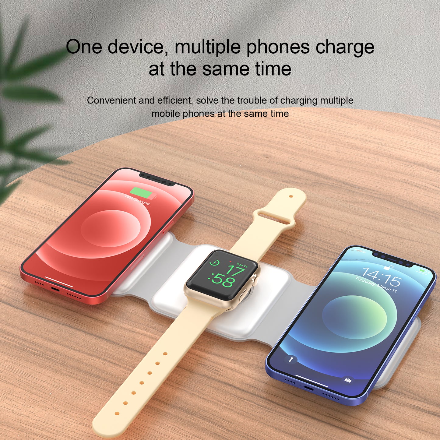3 in 1 Wireless Charging Station, Foldable Wireless Charger Magnetic Fast Wireless Charging Pad