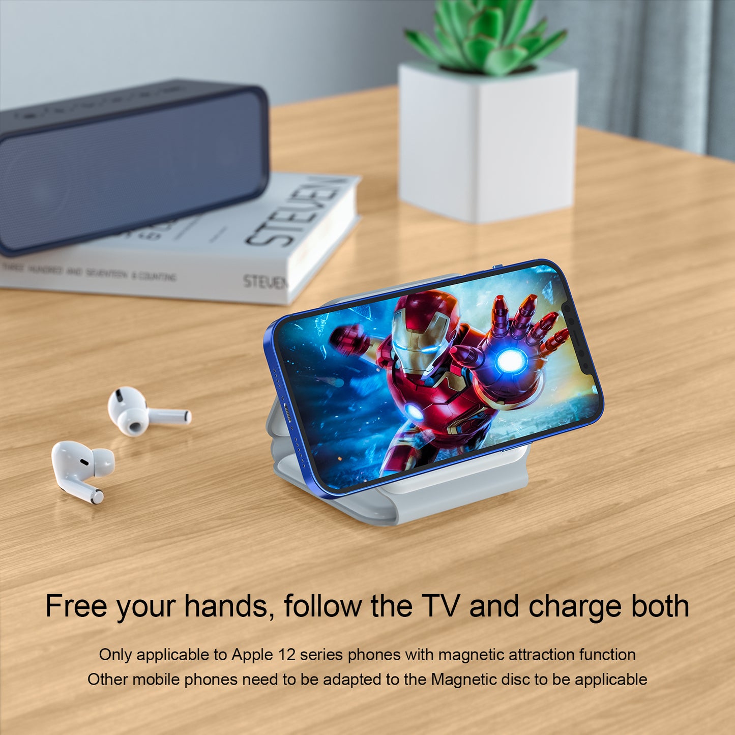 3 in 1 Wireless Charging Station, Foldable Wireless Charger Magnetic Fast Wireless Charging Pad