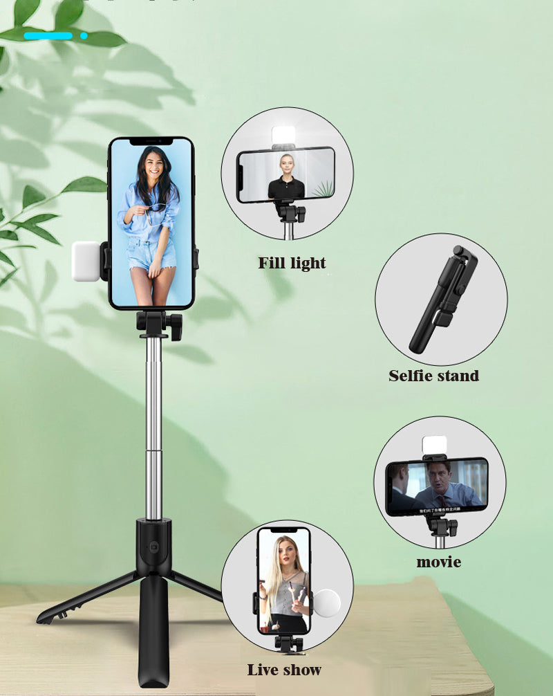 Selfie Stick With Light, 90cm Phone Stick, Phone stick for Tiktok Vlog Youtuber Live Video Record, Removeable Clip can be used as Phone Stand