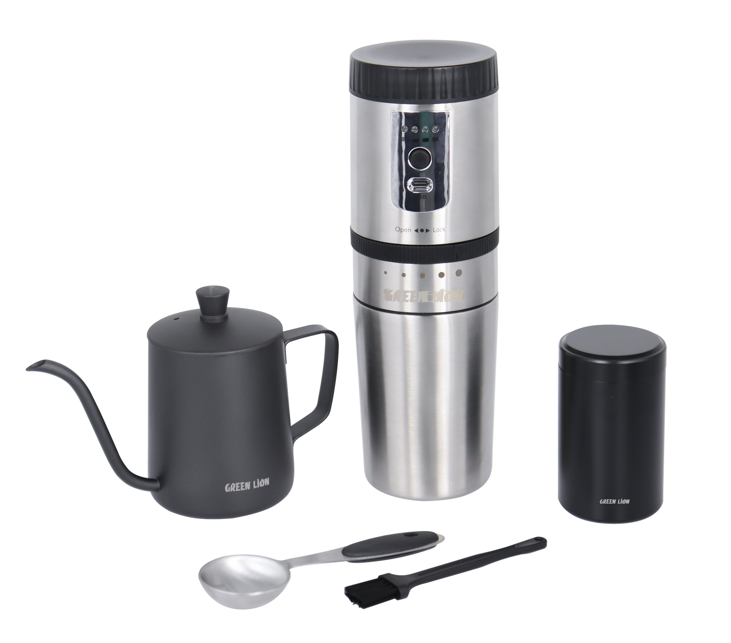 Green Lion Portable Coffee Maker Kettle Stainless Steel - Black