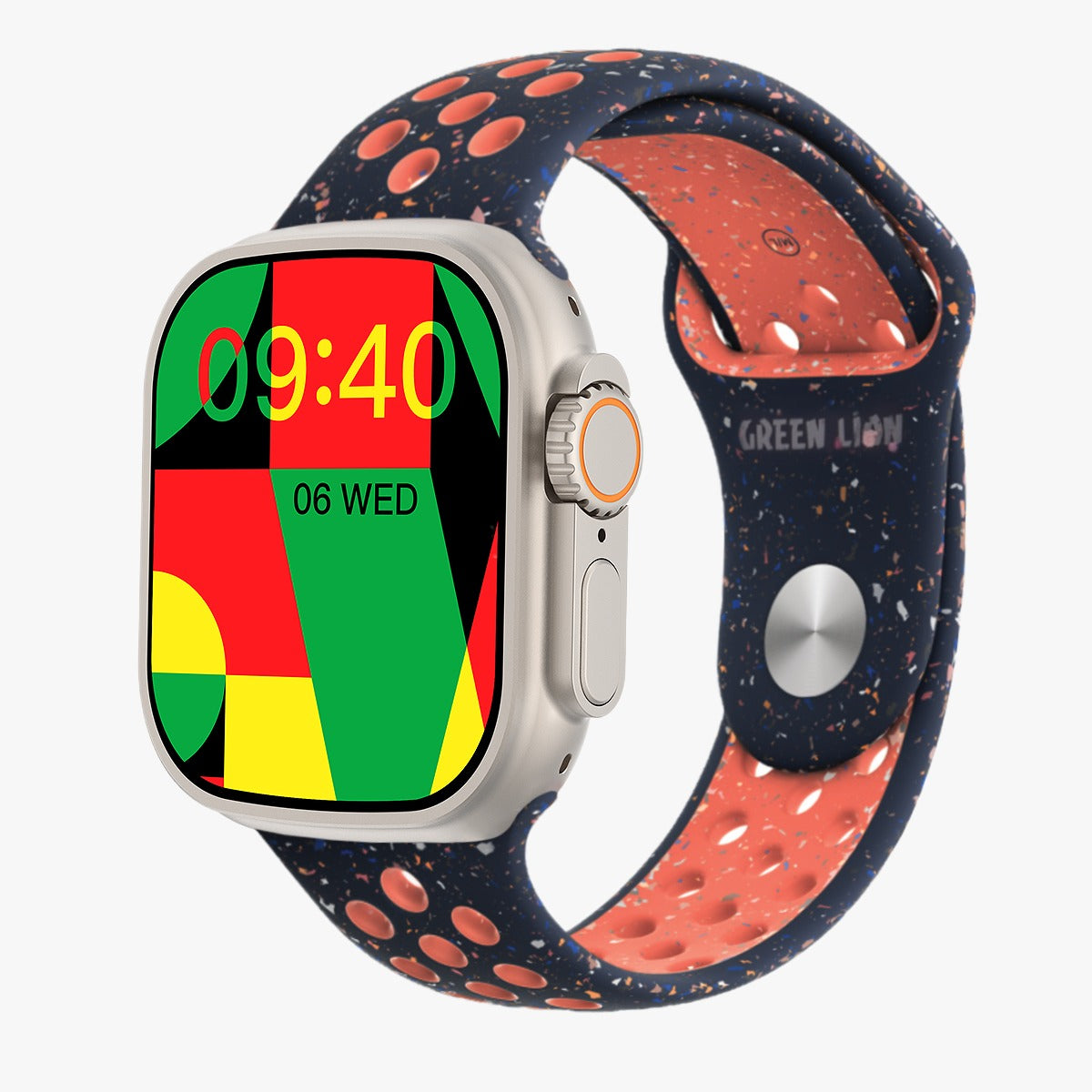 Green Lion Ultra Active Smart Watch - Titanium -Blue Flame Nike Sport+ Nylon Orange