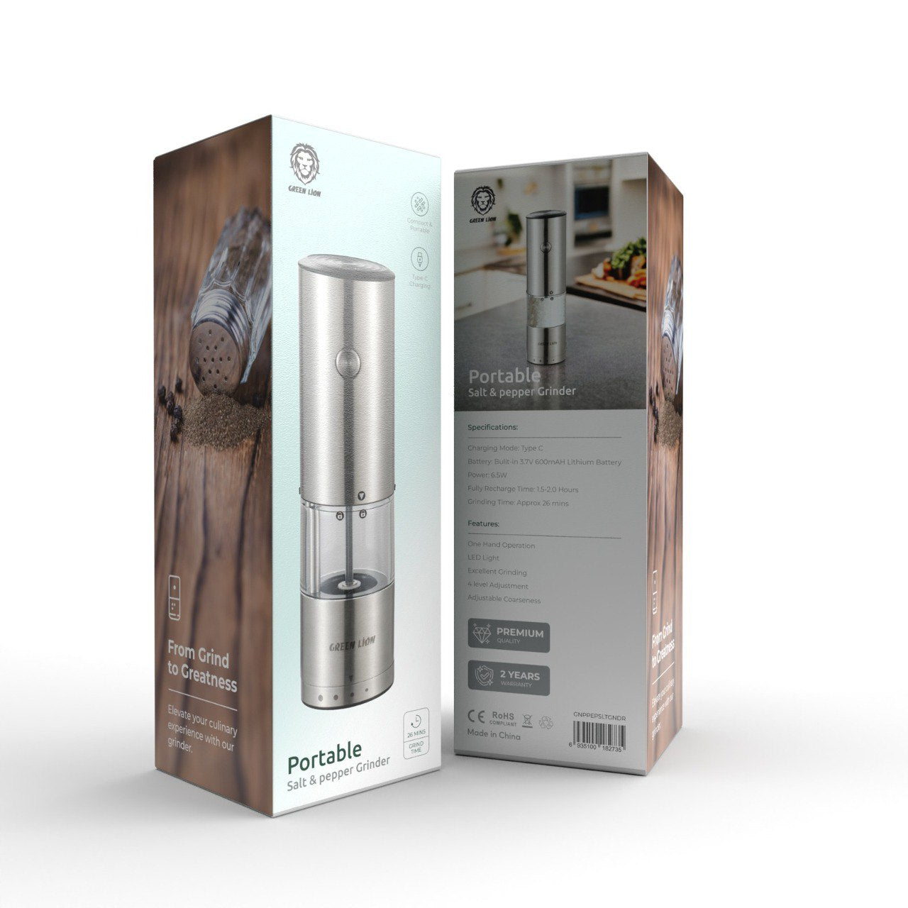 Green Lion Portable Salt And Pepper Grinder