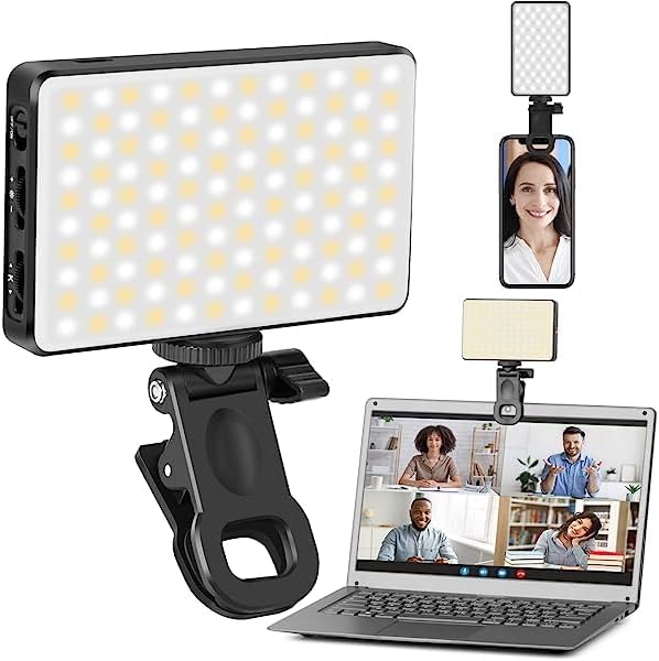 LED Selfie Light with Front & Back Phone Clip, High Power 80LED 2000mAh Rechargeable CRI 95+, 3 Light Modes