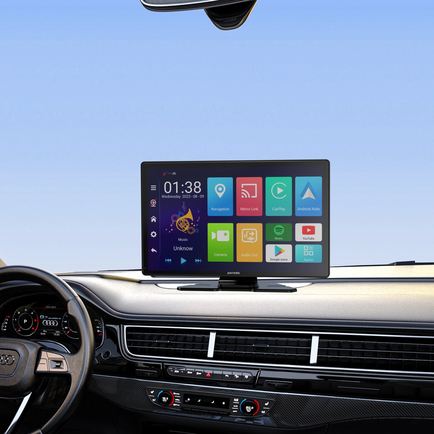 Porodo 9" Android Carplay Tablet & DVR Unlimited Multimedia & Video Recording
