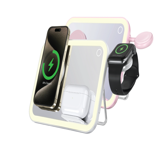 Porodo Multi-Device Wireless Charging Mirror With Lights