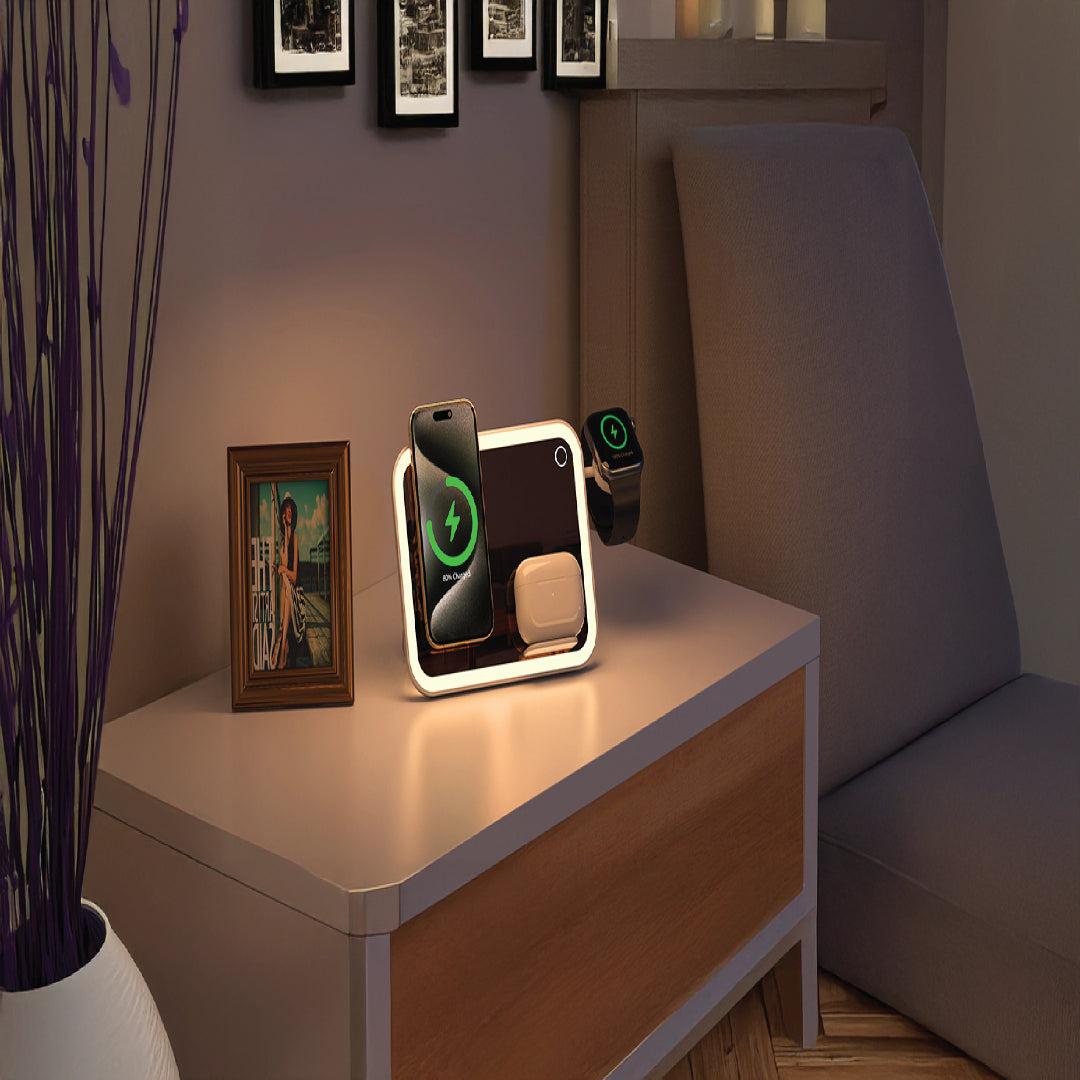 Porodo Multi-Device Wireless Charging Mirror With Lights