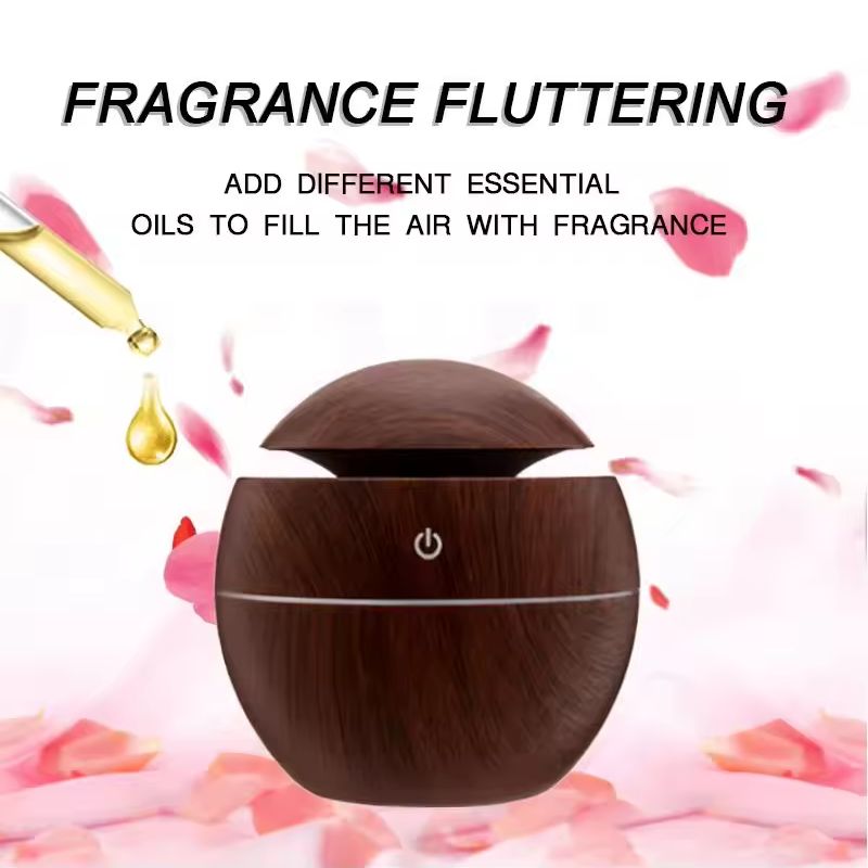 Essential Oil Diffuser Wood Grain Cool Mist Air Humidifier USB Air Humidifier Wood Grain Air Purifier with LED Light for Office Home Car