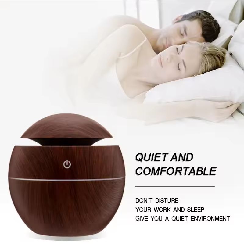 Essential Oil Diffuser Wood Grain Cool Mist Air Humidifier USB Air Humidifier Wood Grain Air Purifier with LED Light for Office Home Car