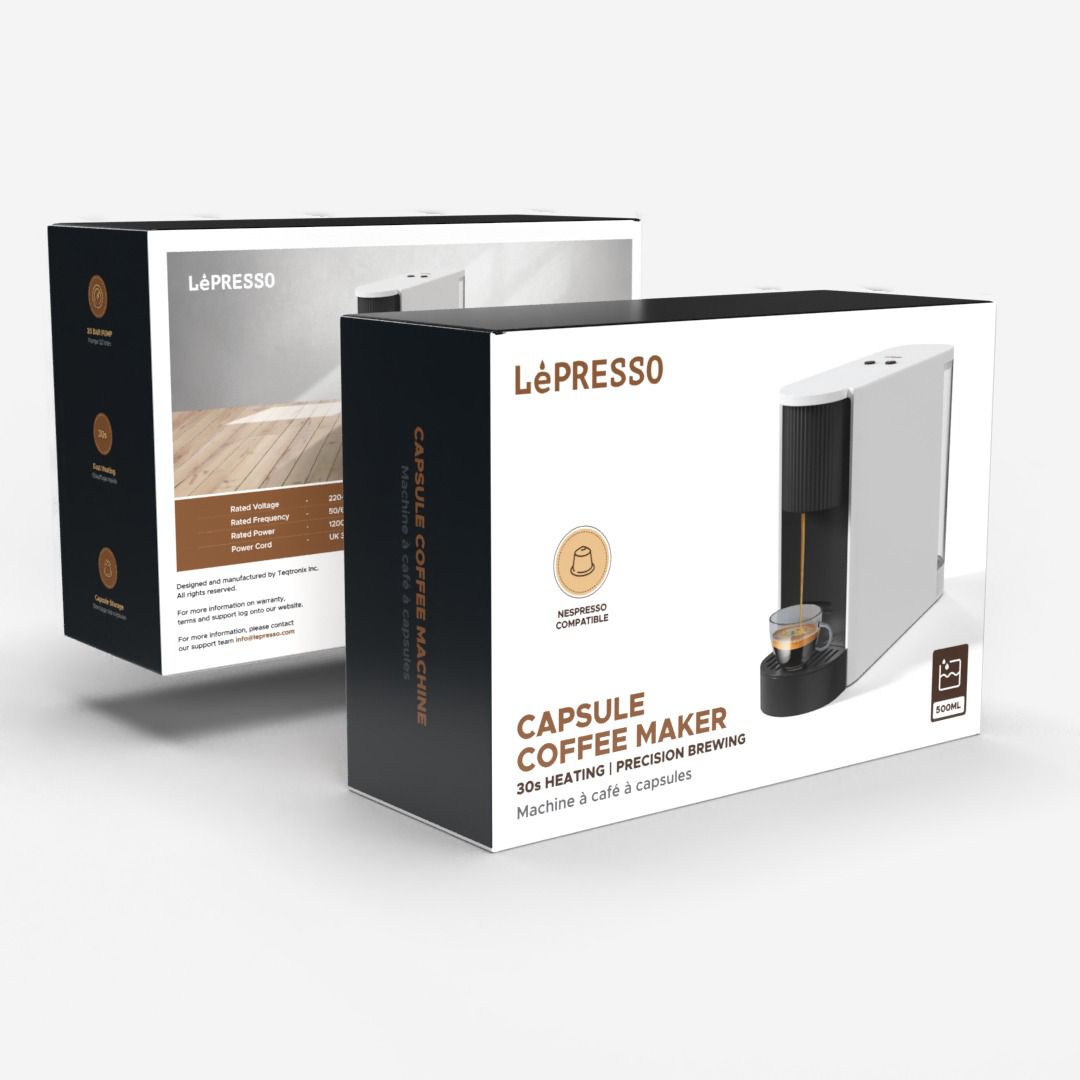 Lepresso 20 Bar Coffee Machine with 600ml Water Capacity and Cupsule Storage - White