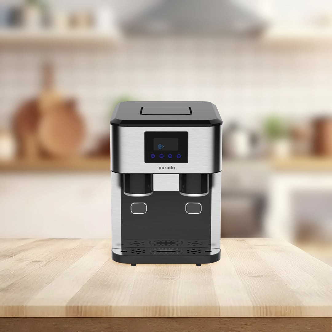 صانعة الثلج 3 في 1 من بورودو مع كسارة وموزع مياه باردة، أسود