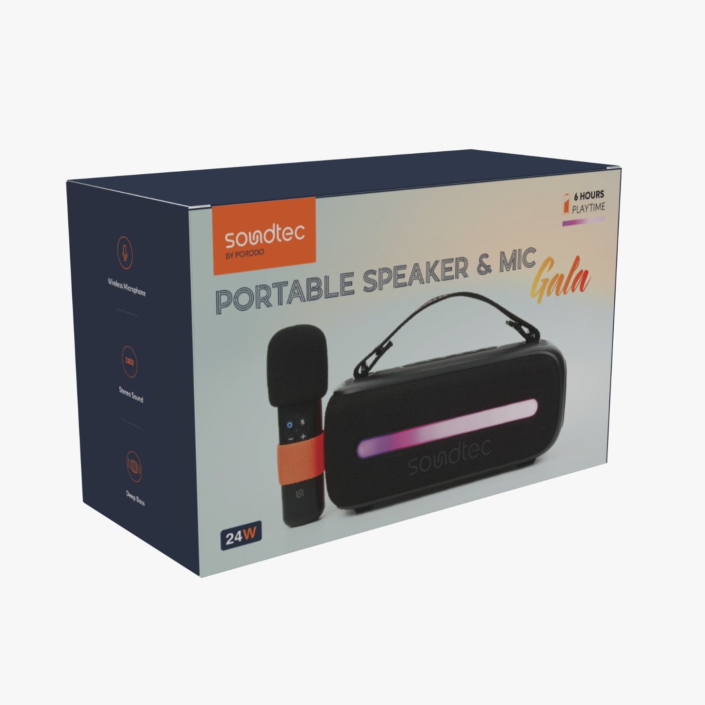 Porodo Soundtec 24W Portable Speaker And Mic BLACK