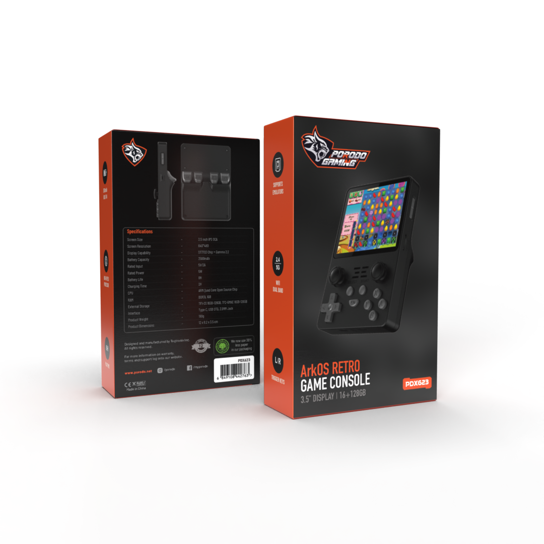 Porodo Gaming Arkos Retro Game Console 3.5 16G+128G 3500mAh Black
