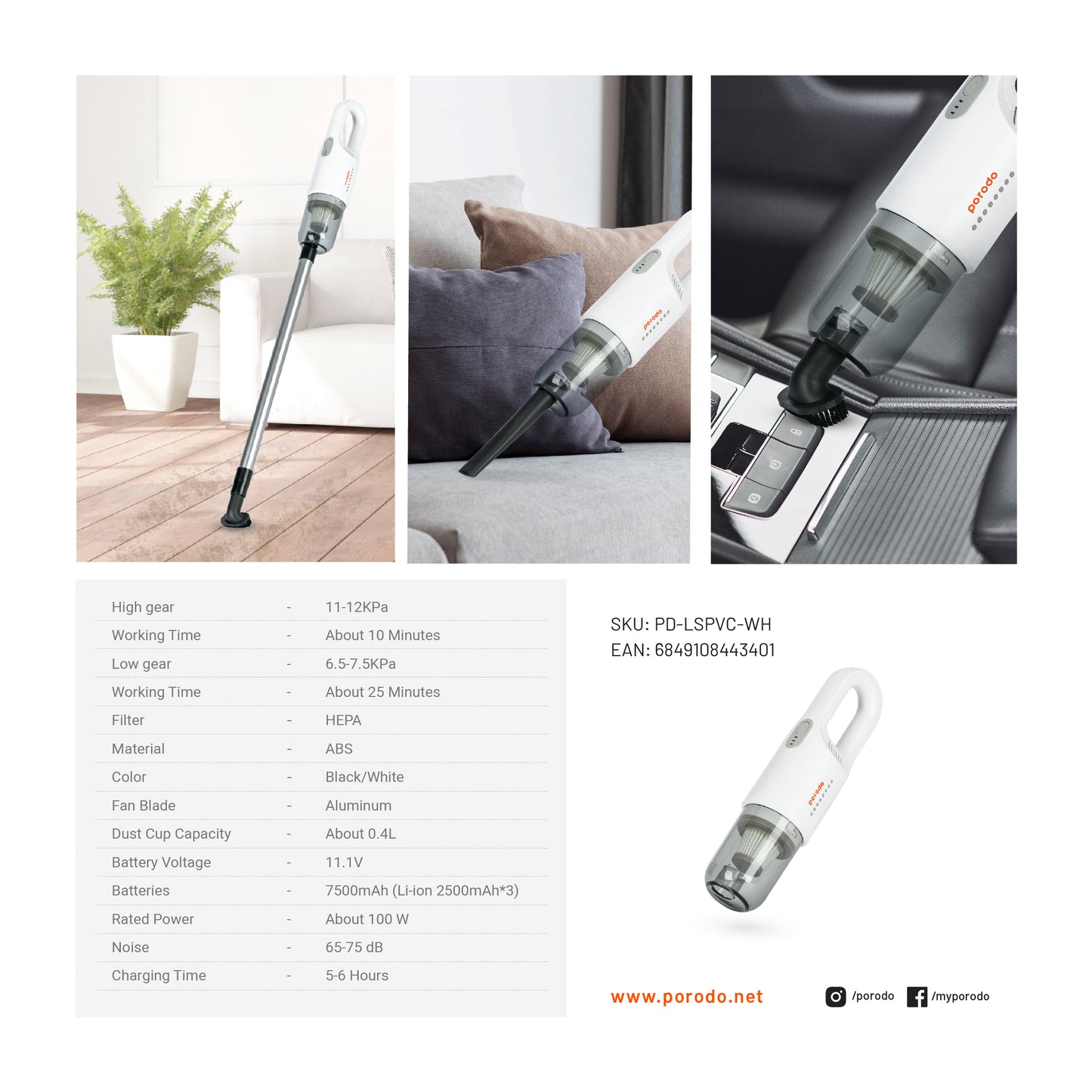 Porodo Cordless Stick Vacuum