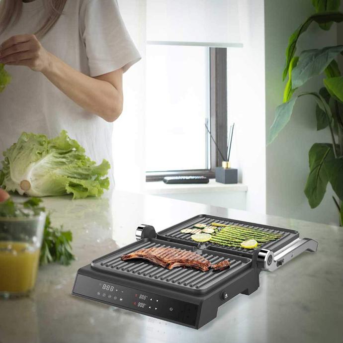 Porodo LifeStyle Glasstop Digital Grill with Removable Grill Plate Black
