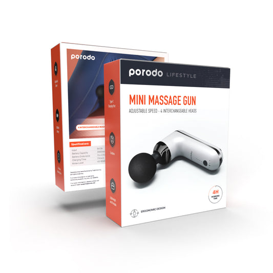 Porodo Lifestyle 12V Varying Speed Mini Massage Gun With USB-C Port 2000mAh - White