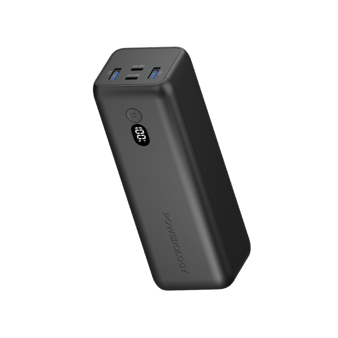 Powerology Onyx Dual USB-C Power Bank 30000mAh PD 100W - Black