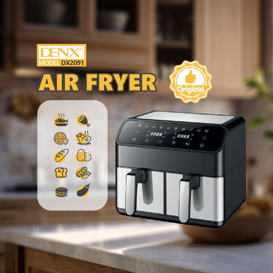 DENX DX2091 Dual Air Fryer – 4+4L Capacity, 2000W