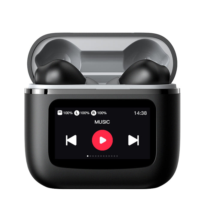 Green Lion Touchwave ANC Wireless Earbuds With LCD Touch Screen Black