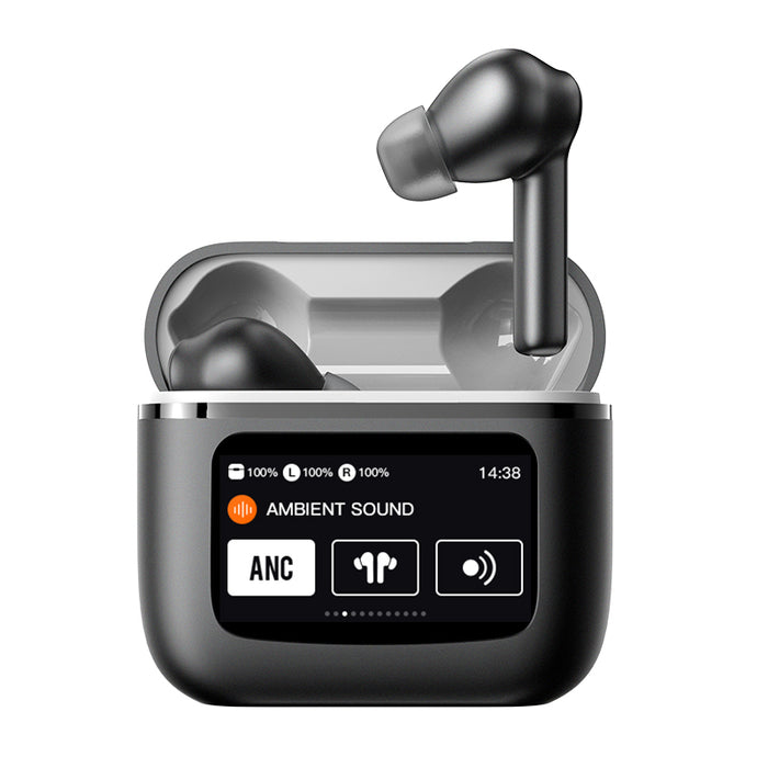 Green Lion Touchwave ANC Wireless Earbuds With LCD Touch Screen Black