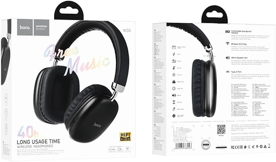 Hoco W35 - Wireless Bluetooth Headphones, Bluetooth V5.3, Use Time: Up To 40 Hours