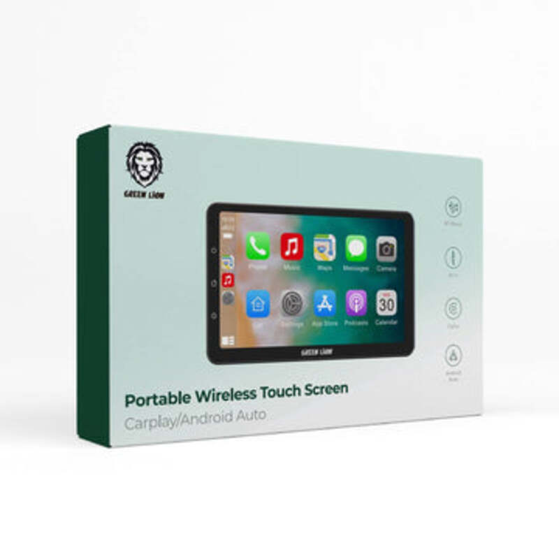 Green Lion Portable Wireless Touch Screen Carplay/Android Auto - Black