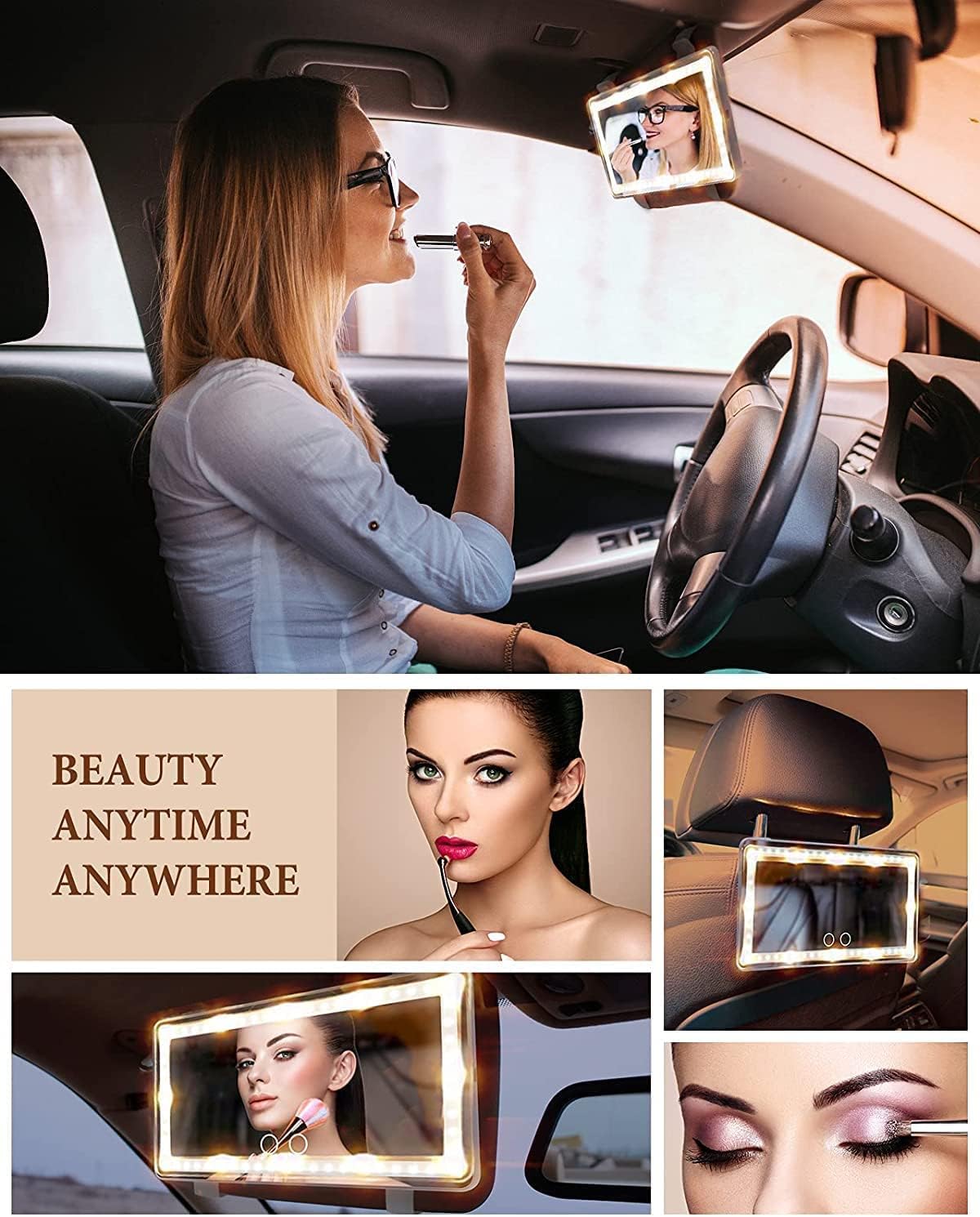 Car Visor Vanity Mirror With Led Lights