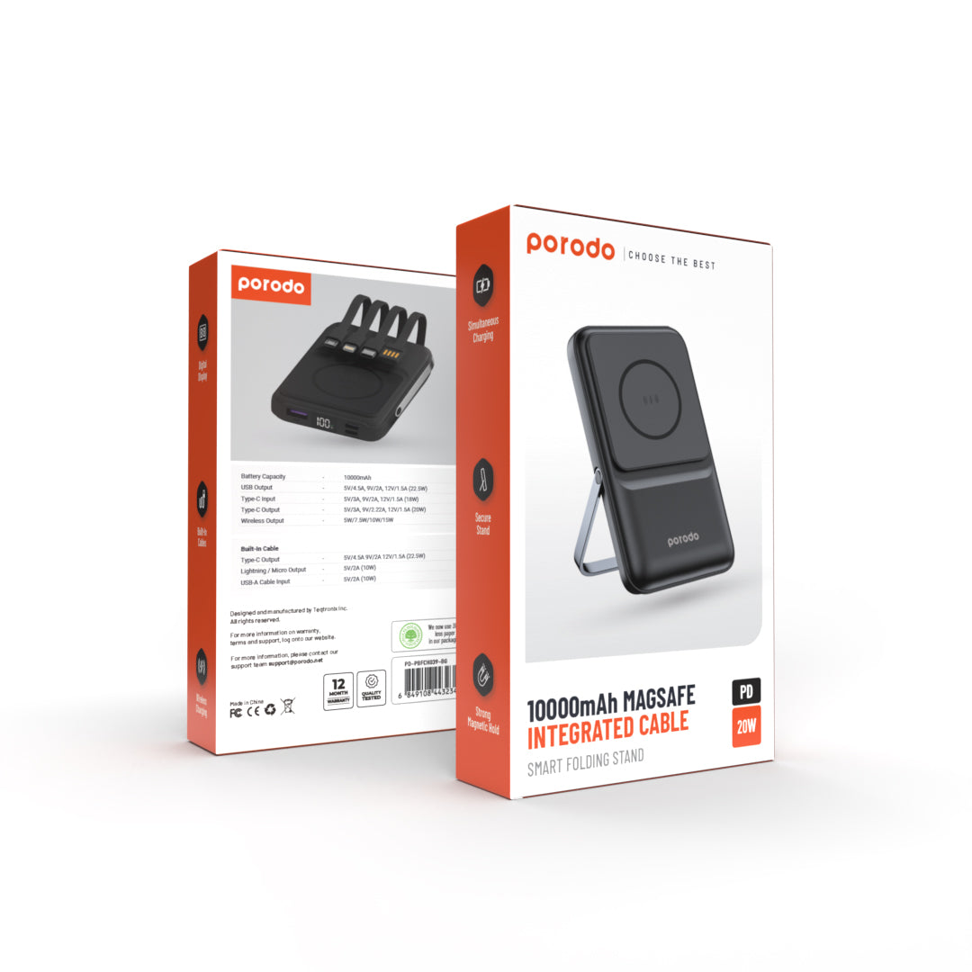 Porodo 10000mAh Magsafe Integrated Cables Power Bank – The Trend Store