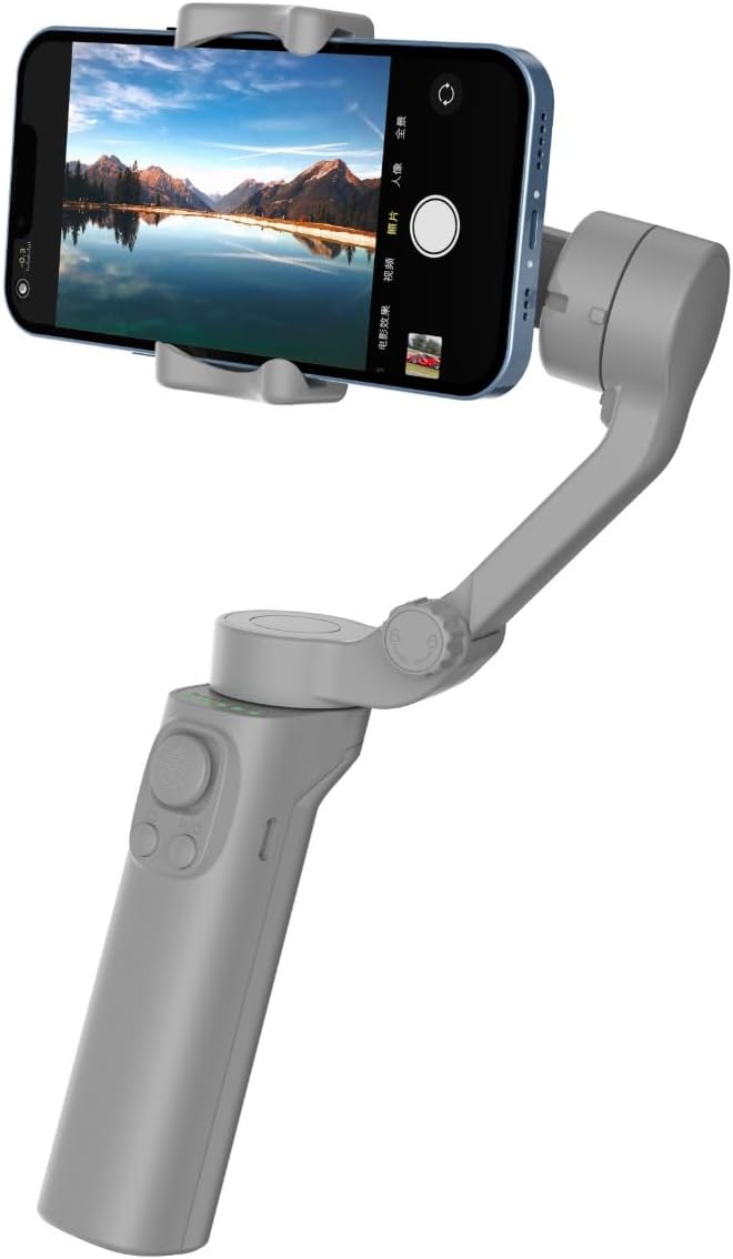 Porodo 3-Axis Gimbal Stabilizer With AI Face & Object Tracking, Rolling, Pitching & Pan Angles, Versatile Sooting Modes, 7 Hrs Continous Working Time, 2200mAh Built In Battery, Android/iOS App- Gray