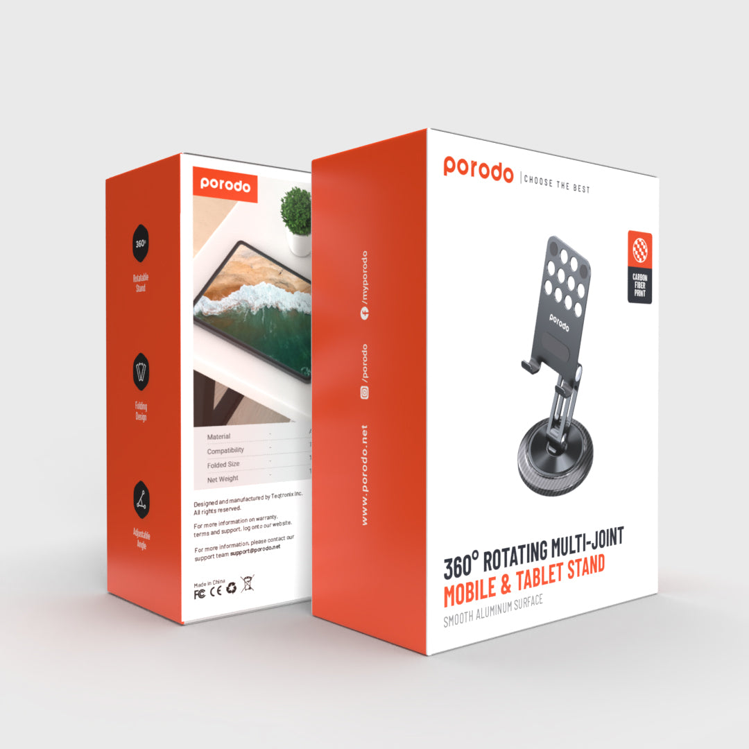 Porodo 360 Rotating Multi Joint Mobile Tablet Stand