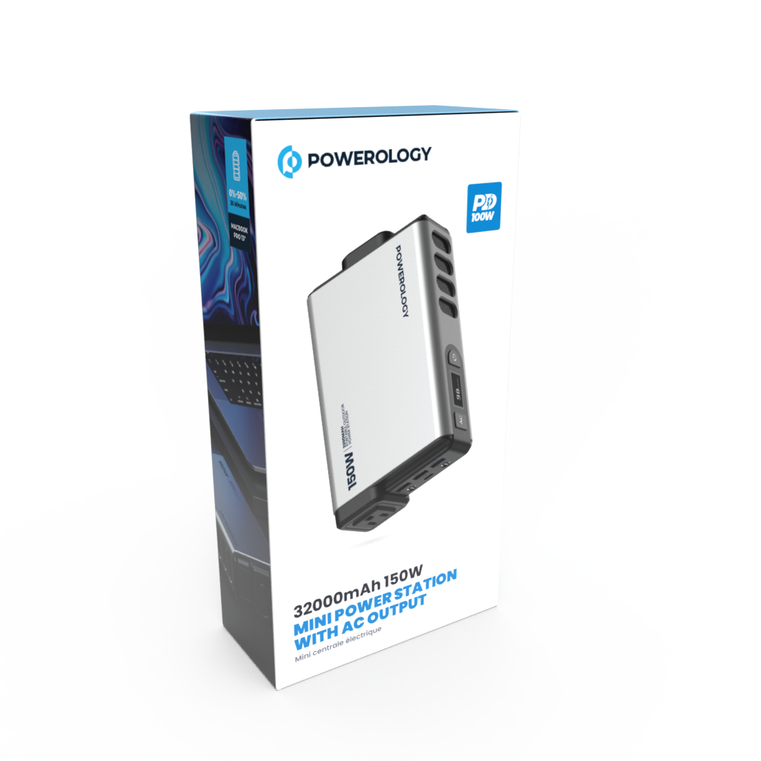 Powerology Mini Power Station with AC Output 150W 32000mAh PD 100W