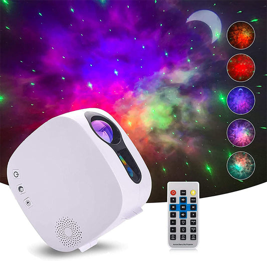 Moon Star Projector Night Light Bluetooth Music Speaker, Moon Nebula Light Projector with Remote Control, Galaxy Projector for Bedroom Ceiling