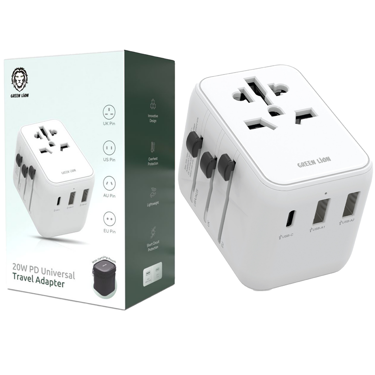 Green Lion 20W Universal Travel Adapter White