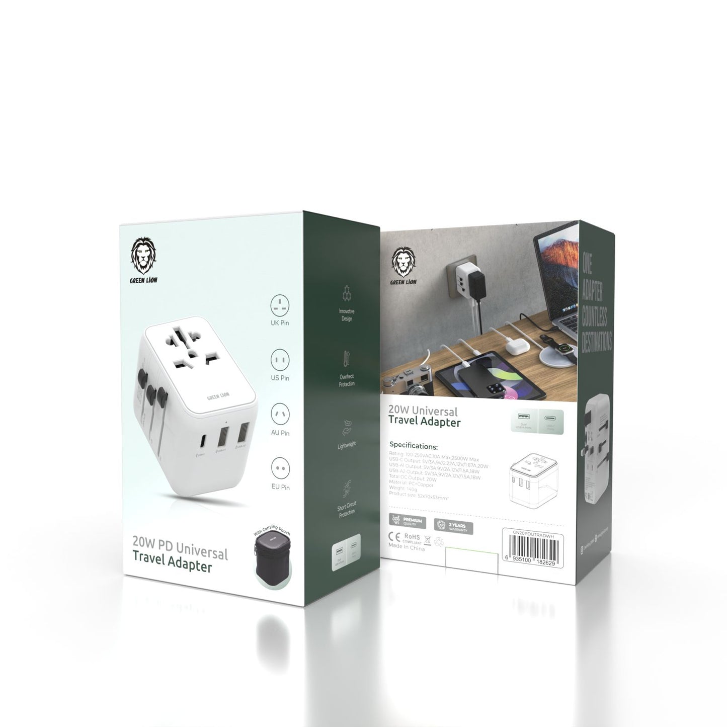 Green Lion 20W Universal Travel Adapter White