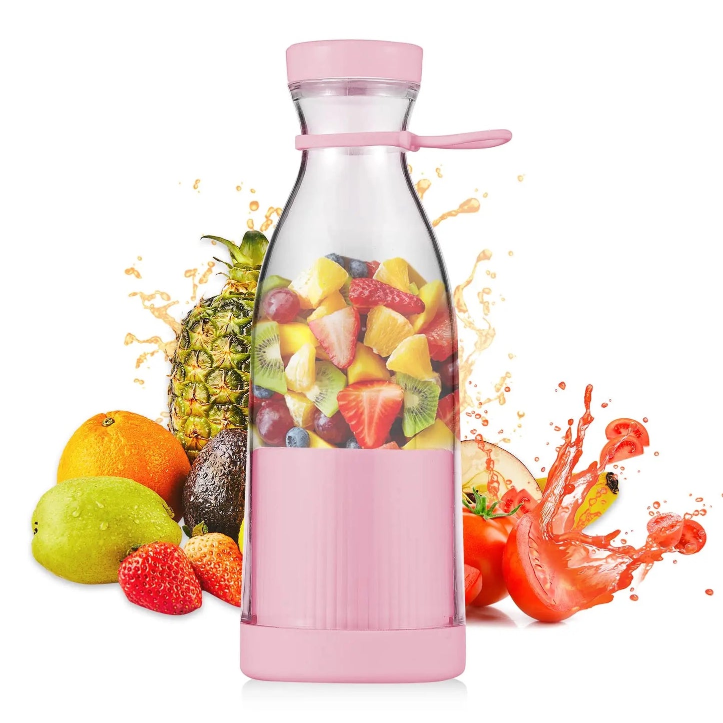 420ml Portable Mini Rechargeable Electric Juicer, USB-Powered Compact Travel-Friendly Smoothie Maker, On-the-Go Fresh Juice Extractor for Daily use, Handheld Fruit Juicer for Healthy Drinks