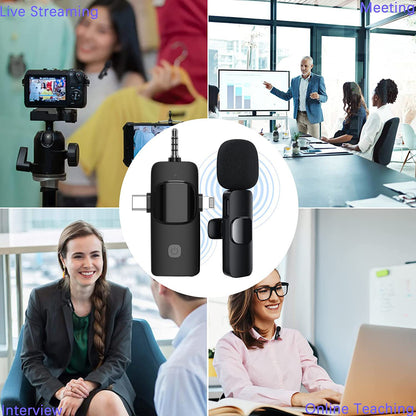 3 in 1 Mini Microphone, Wireless Lavalier Dual Mic System