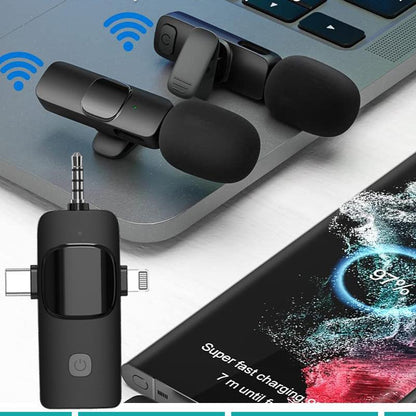 3 in 1 Mini Microphone, Wireless Lavalier Dual Mic System