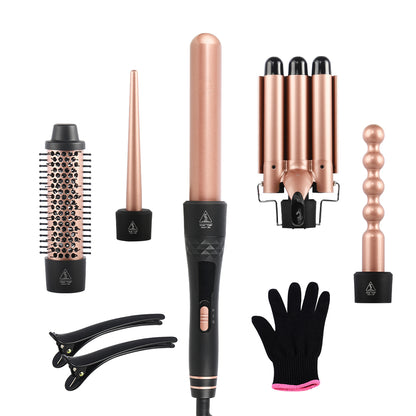 Curling Wand Set, 5-IN-1 Hair Curler Iron, Professional Curling Wand Set, Instant Heat Up Hair Curler with 5 Interchangeable Ceramic Barrels