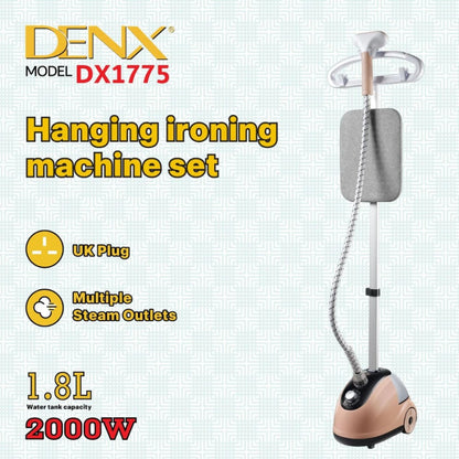 DENX- مكواة بخار احترافية 2 في 1، مكواة بخار عمودية مسطحة، 2000 واط 