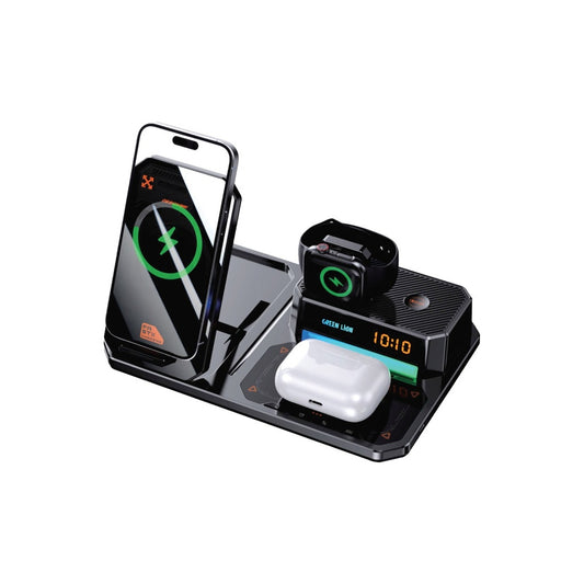 Green Lion 6 in 1 Multifunctional Wireless Charger - Black