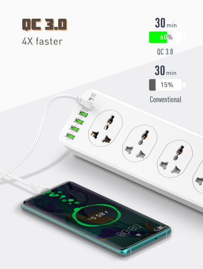 LDNIO Power Strip with 10-Outlet Surge protector power sockets 6 USB Ports 32W PD+QC Fast Charging Adapter Sockets 2-meter Heavy Duty Power Extension Cord