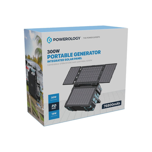 Powerology Portable Solar Power Generator 284Wh 300W QC